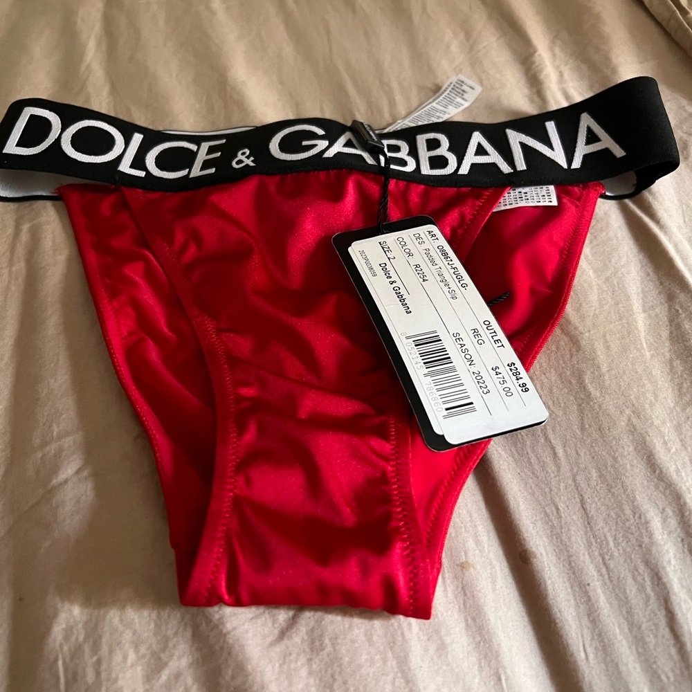 Dolce & Gabbana Red Padded Triangle Slip